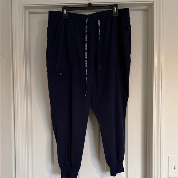 Med Couture Pants - Women’s Medcouture  Dark Navy Drawstring Joggers with Buttoned Utility Pocket